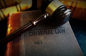 Gavel and Criminal Law books - obrazy, fototapety, plakaty