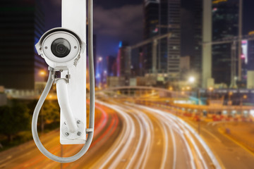 traffic security camera surveillance (CCTV) on road in city