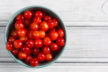 Fresh ripe cherries in a plate