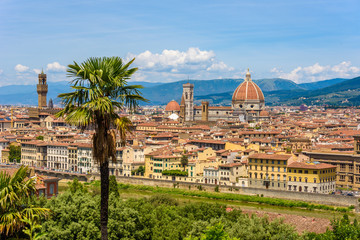 View of Florence from Piazzale Michelangelo - River Arno and Duomo Santa Maria Del Fiore and...