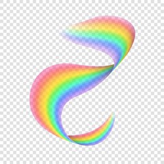 Realistic rainbow on transparent background. Isolated vibrant element for design. Abstract curved rainbow vector illustration. Colorful natural phenomenon after rain. Light and bright colors spectrum.