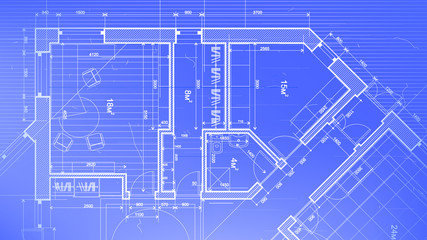vector architectural plan - abstract architectural blueprint of a modern residential building / technology, industry, business concept illustration: real estate, building, construction & architecture
