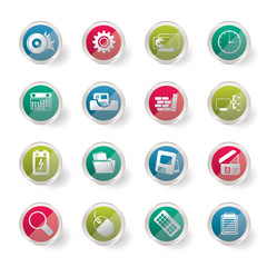 Computer, mobile phone and Internet Vector  over colored background  Icon Set