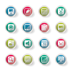 Business, Office and Finance Icons over colored background  - Vector Icon Set