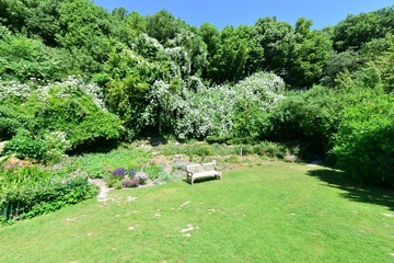 Fototapeta premium A rest area in an English country garden in summertime. 