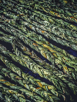 full frame shot of braided aveluk selling on farmers market at armenia