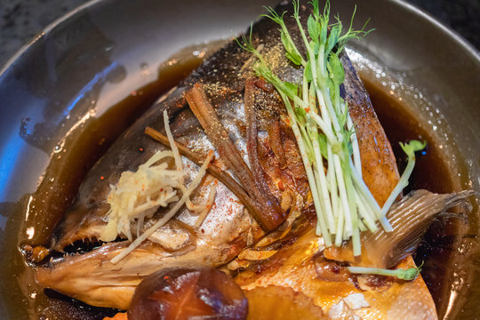 Salmon Fish Head Soup With Soy Sauce