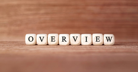 Fototapeta premium Word OVERVIEW made with wood building blocks