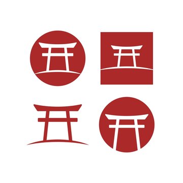 Torii gate logo design template vector illustration