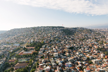 Obraz premium Izmir cityKadifekale region top view from a helicopter