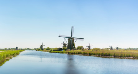 Traditional dutch windmills at KInderdijk, Netherlands.
