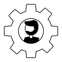 gear machine with head man isolated icon