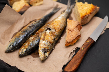 grilled sardines with cornbread