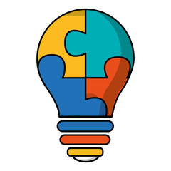 light bulb with puzzle pieces isolated icon