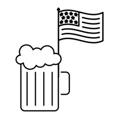 beer glass foam drink and american flag