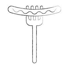 delicious sausage in fork fast food