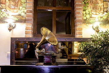 Old gramophone on the table