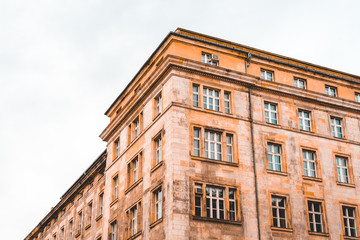 historical building in orange colors at berlin, mitte