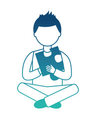 man sitting with puzzle piece