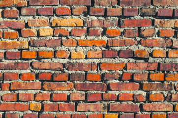 Old Brick Wall Texture. Background of Red Old Vintage Brick Wall. Brickwork Texture