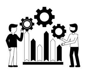 business people gear statistic graph chart