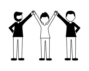 business men raised arms together teamwork