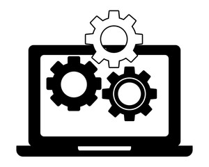 laptop and gears setting work