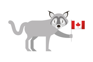wolf holding canadian flag character