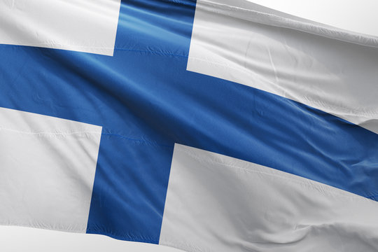 Isolated Finland Flag waving, 3D Realistic Finland Flag Rendered