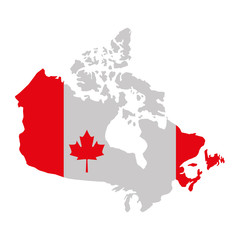 canada day and flag in map country