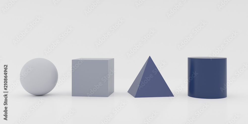 Poster Abstract concept of colored cubes toy isolated on white background,Glossy  textured in geometric shape, 3d rendering.