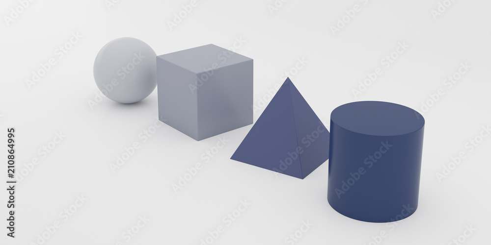 Poster Abstract concept of colored cubes toy isolated on white background,Glossy  textured in geometric shape, 3d rendering.