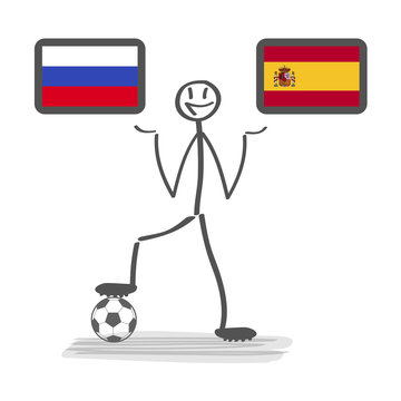 Football - soccer world cup 2018 in Russia country, vector stackman russia vs spain eight-finals