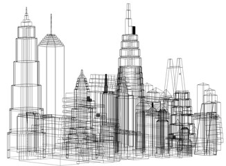 Fototapeta premium Skyscrapers Concept Architect Blueprint - isolated