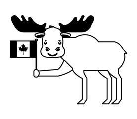 wild reindeer animal with flag canadian
