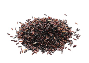 Black rice isolated on white background   