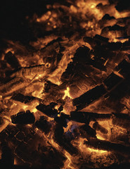 dying campfire coals