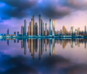 Fototapeta premium Dubai Marina bay view from Palm Jumeirah, UAE