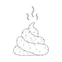 cartoon poop, shit outline isolated on white background