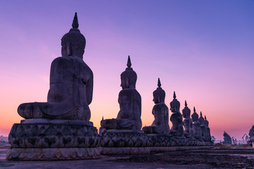 Fototapeta na wymiar Big buddha stature landscape nature with color of sky dark filter style