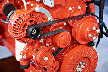 Red diesel engine for truck