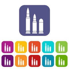 Bullets icons set vector illustration in flat style in colors red, blue, green, and other