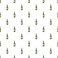 Bottle of wine pattern seamless repeat in cartoon style vector illustration
