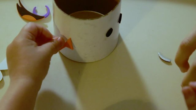 Video Of A Young Toddler Boy Making Spooky Halloween Crafts With His Mom At Their Living Room Table