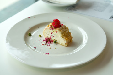sweet dessert with raspberries