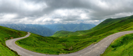 panorama of the Aubisque pass in the French Pyrenees