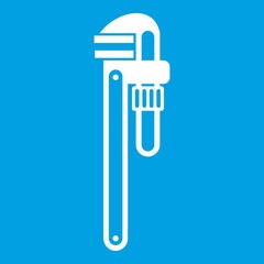 Pipe or monkey wrench icon white isolated on blue background vector illustration