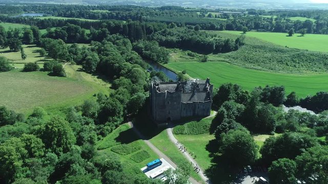 4K aerial footage of Doune Castle in Perthshire, Scotland.  A location for the Outlander television series..