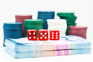 Dice and gambling for money.