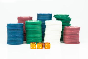 Dice and gambling for money.